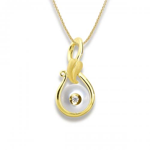 Diamond in a Pearl Pendant