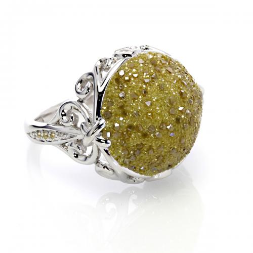 Galaxia Ring With Lab-Grown Yellow Diamond Druzy