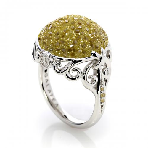 Galaxia Ring With Lab-Grown Yellow Diamond Druzy